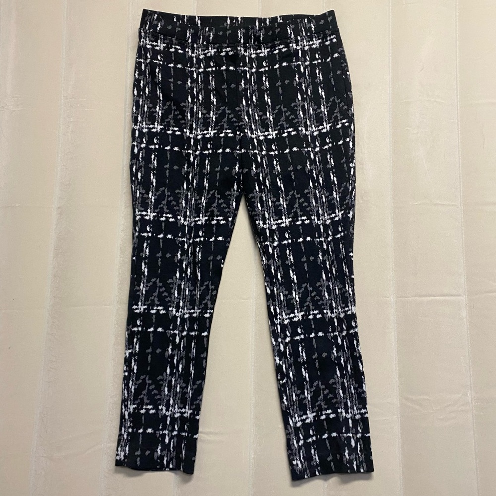 Joseph Ribkoff Women’s Pants Multi Plaid Elastic Waist Ankle Designer